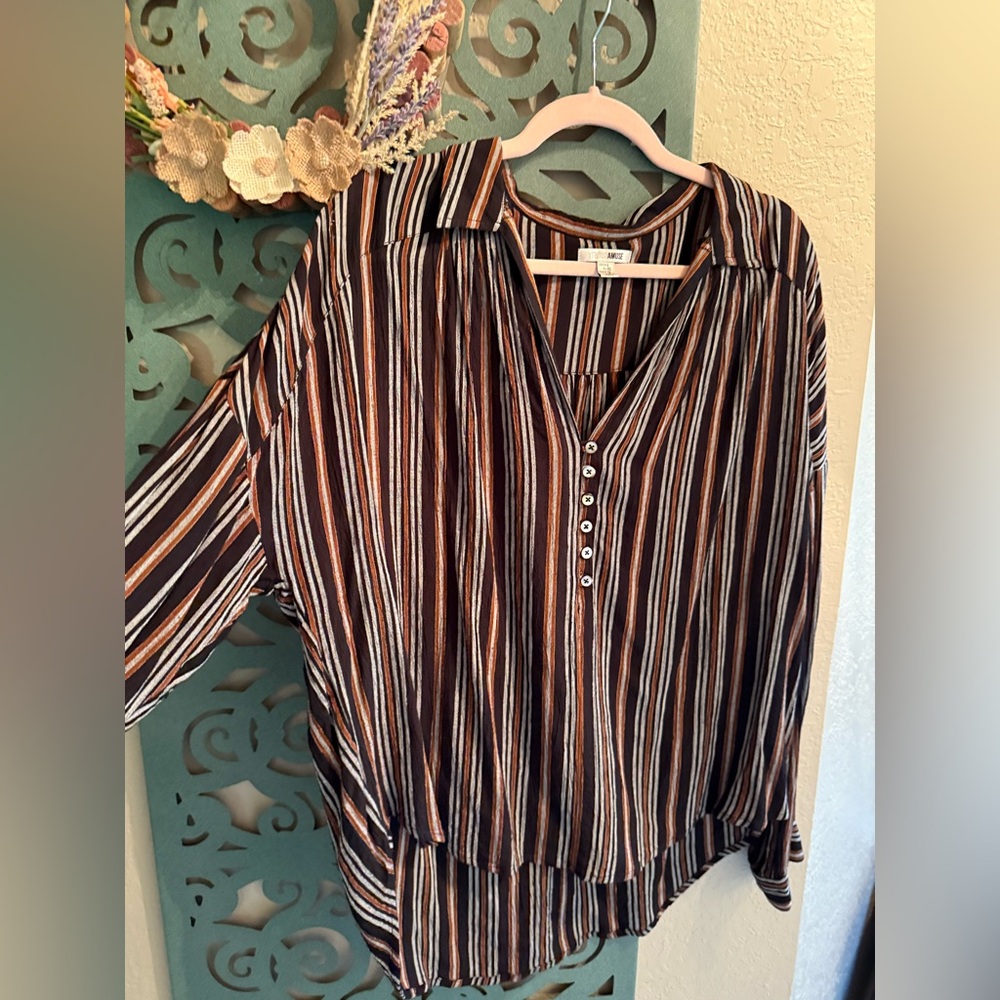 Amuse Society Women's Striped Blouse